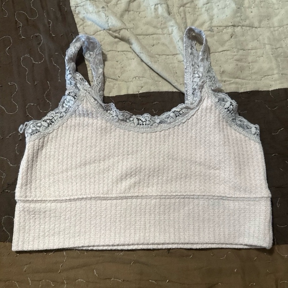 Z Supply Pink Lace Trim Top